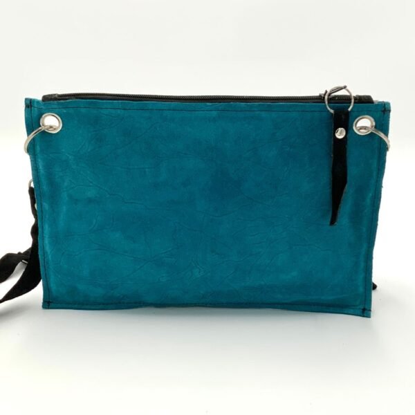 Backside of Teal Genuine Leather Crossbody