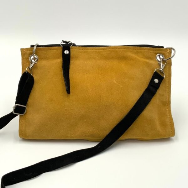 Backside of Yellow Leather Wristlet