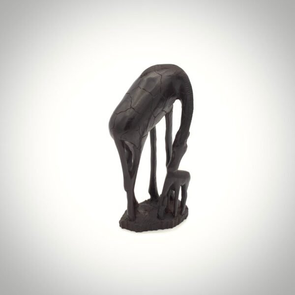 Ebony Giraffe And Baby Sculpture