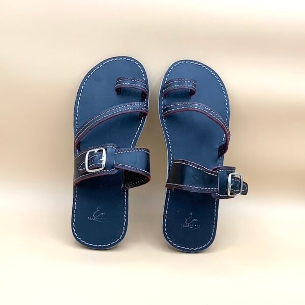 Black Leather Buckle Sandals