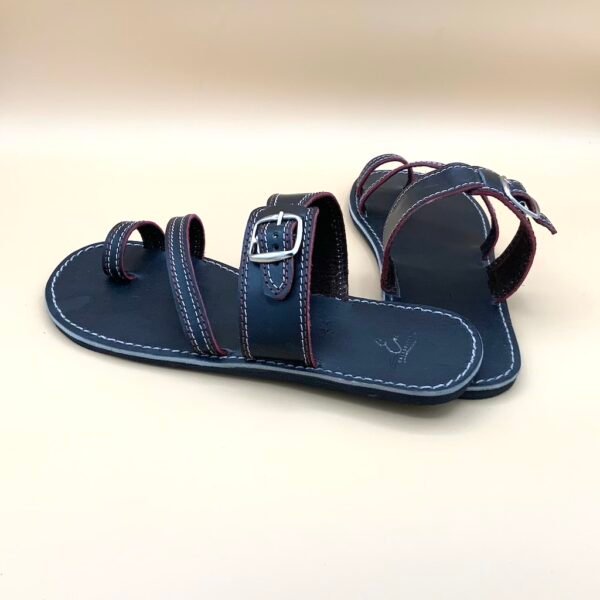 Black Leather Buckle Sandals