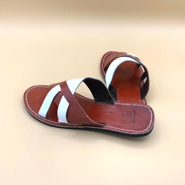 Brown And White Handmade Leather Slip Ons Brown And White Handmade Leather Slip Ons