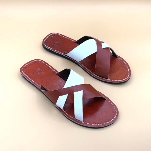 Brown And White Handmade Sandals