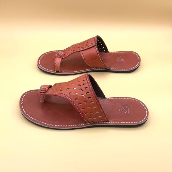 Deep Brown Decorated Sandals Brown Decorated Leather Sandals