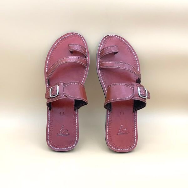 Rich Brown Leather Buckle Sandals