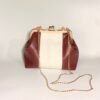 Brown And White Clutch With Chain Strap