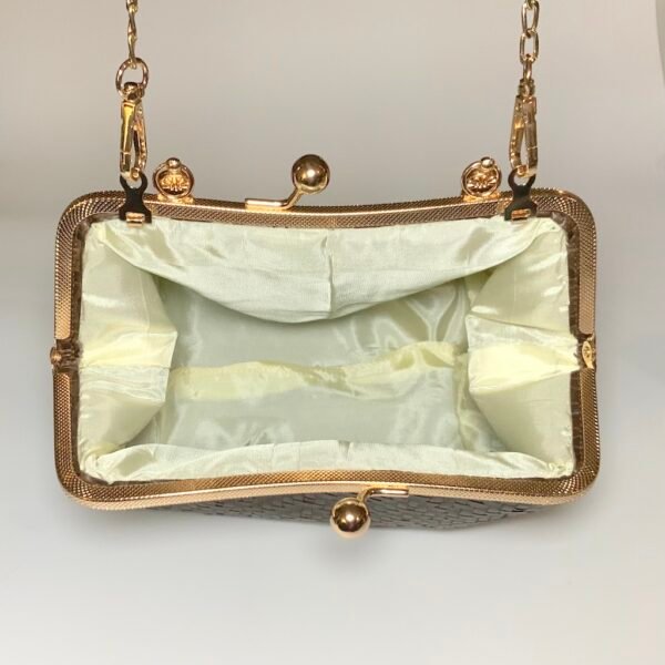 Brown Woven Clutch Inside