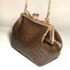 Brown Woven Clutch Side View