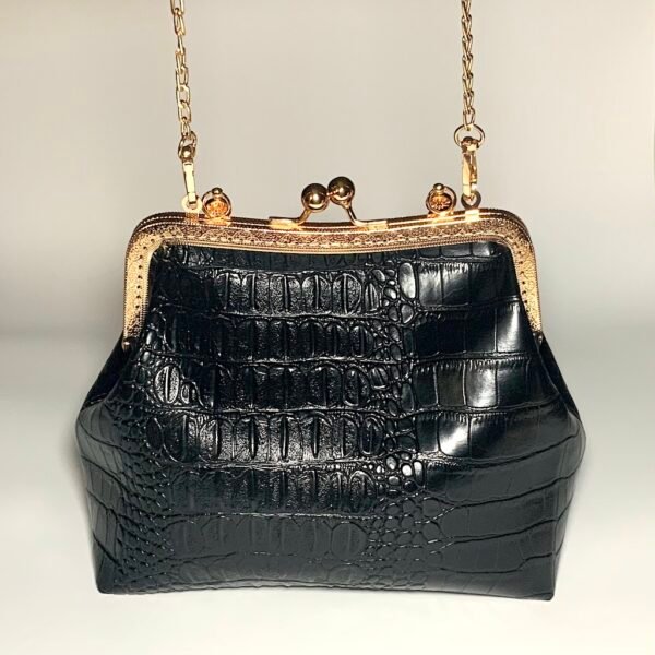 Crocodile Print Clutch With Strap